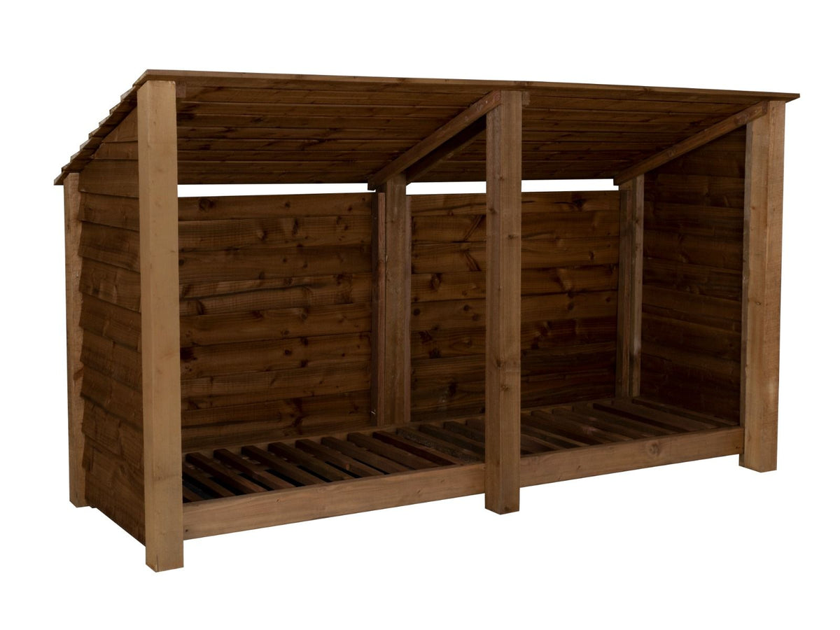 Wooden Log Store (Roof Sloping Back) W-227cm, H-126cm or 180cm, D-88cm ...