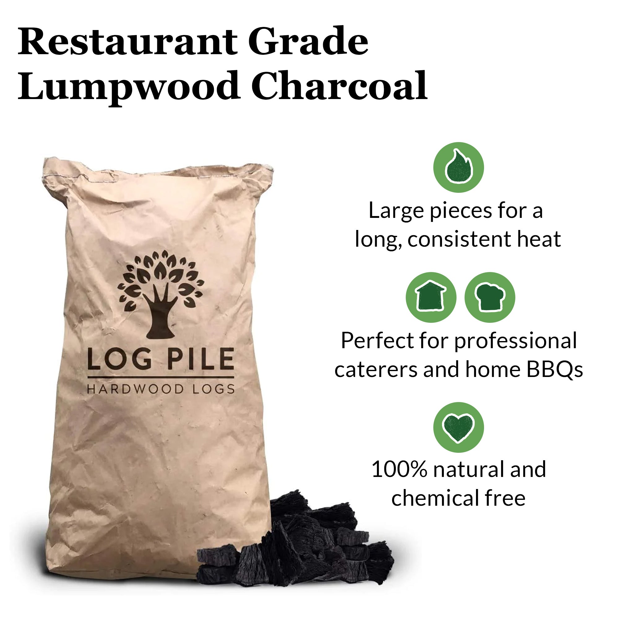 Charcoal. Restaurant Grade Lumpwood Charcoal.