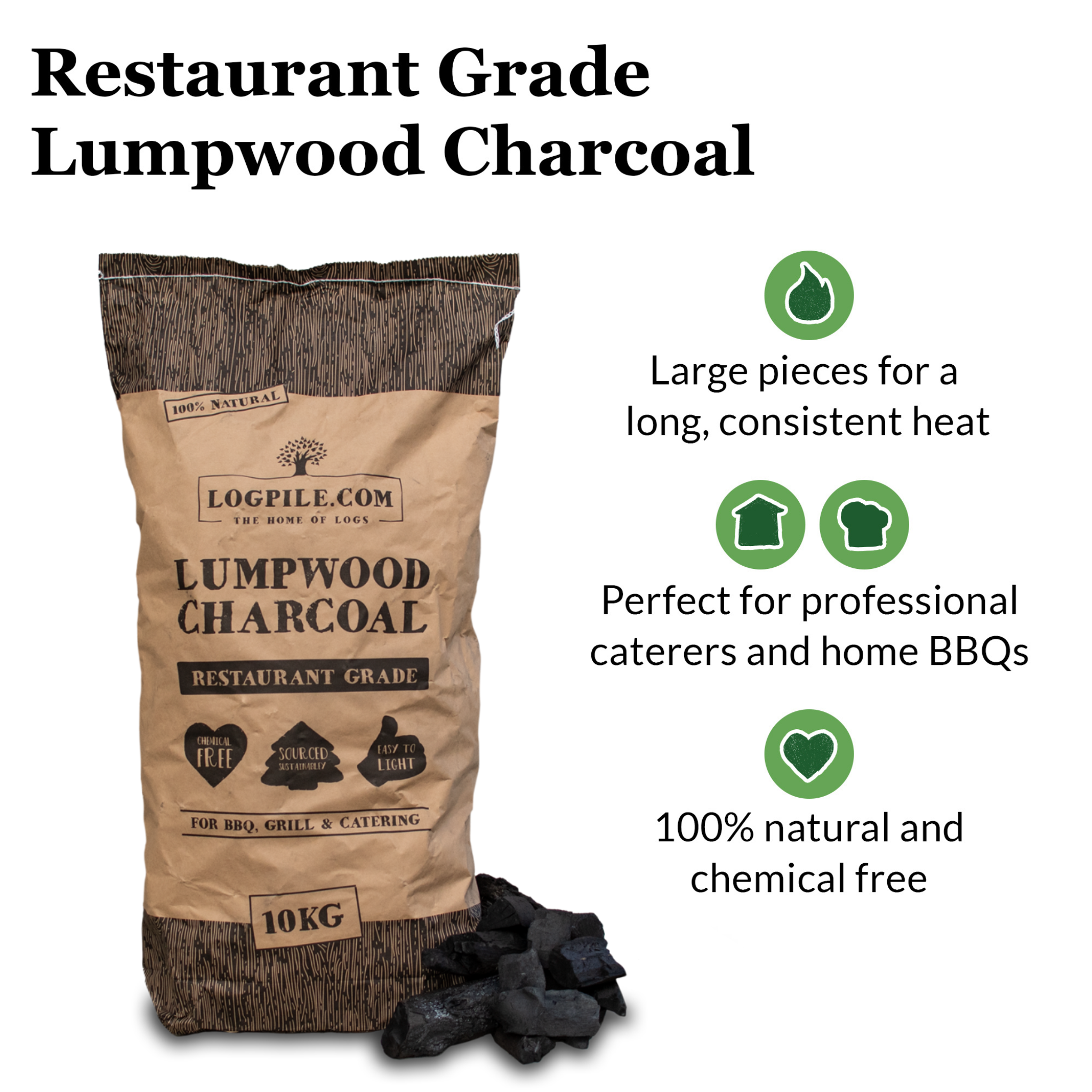 Charcoal. Restaurant Grade Lumpwood Charcoal.