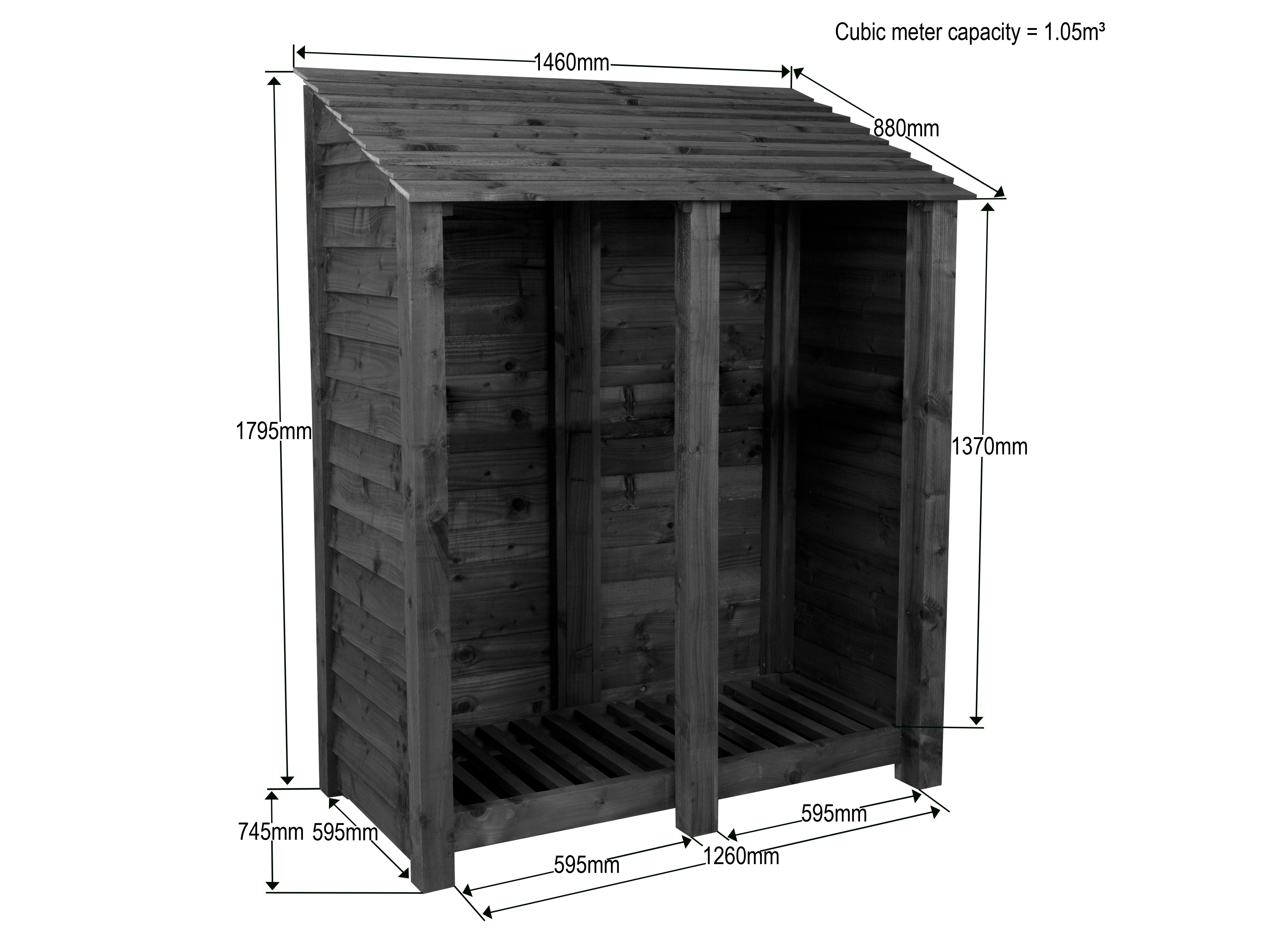 Slatted Wooden Log Store W-146cm, H-126cm Or 180cm, D-88cm – Logpile