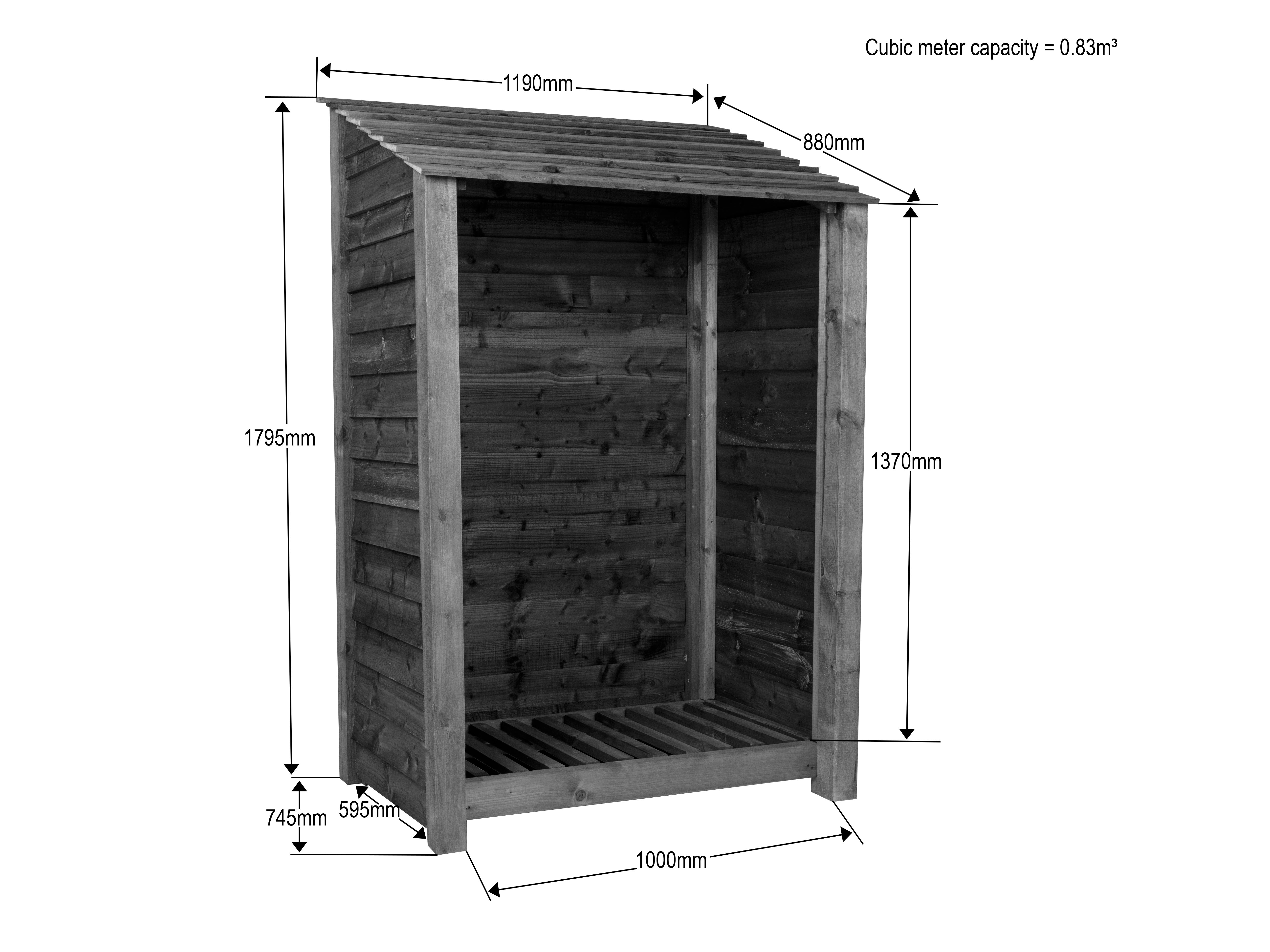 Wooden Log Store W-119cm, H-126cm Or 180cm, D-88cm – Logpile