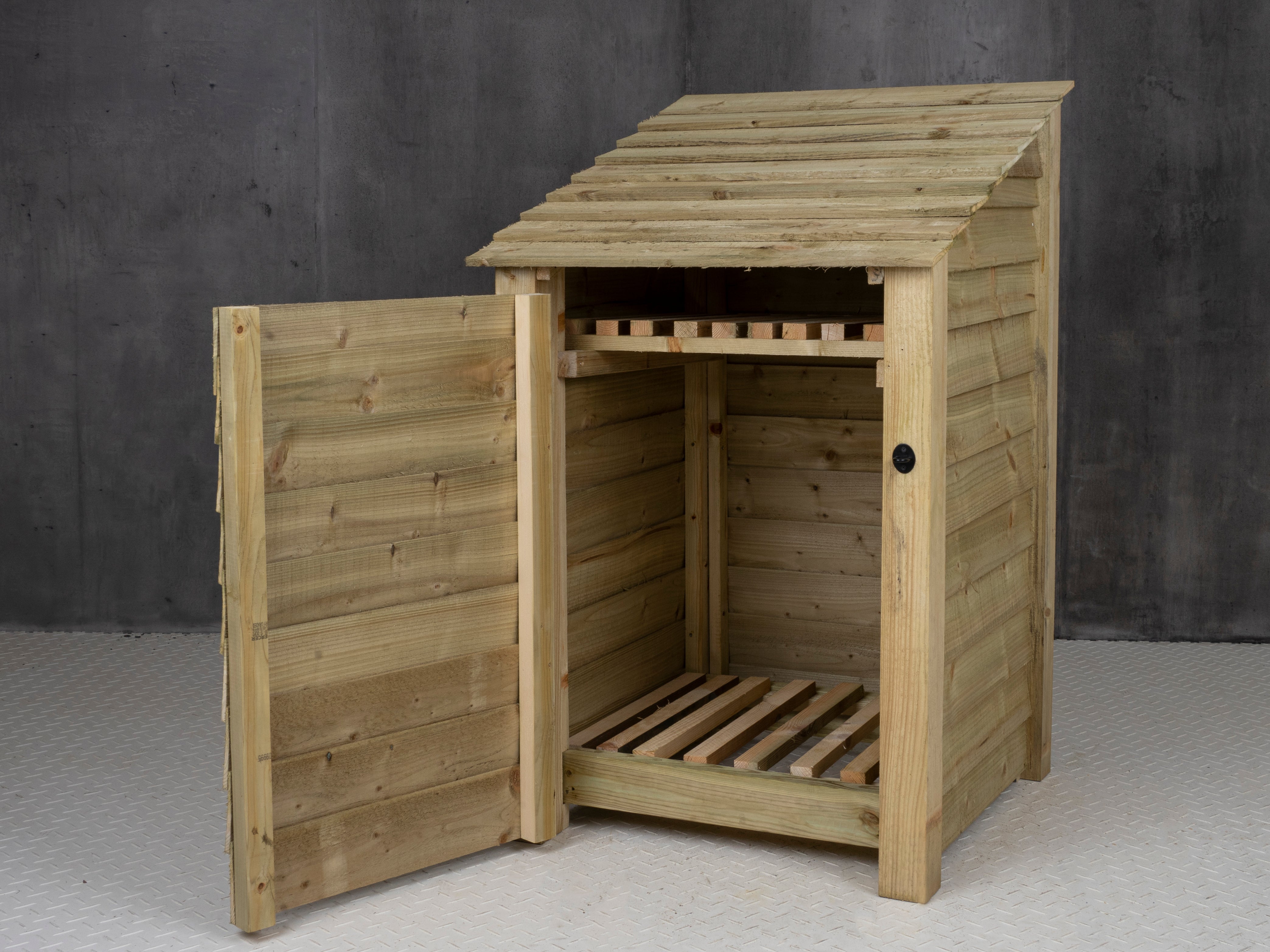 Wooden Log Store with Door and Shelf W-79cm, H-126cm or 180cm, D-88cm ...