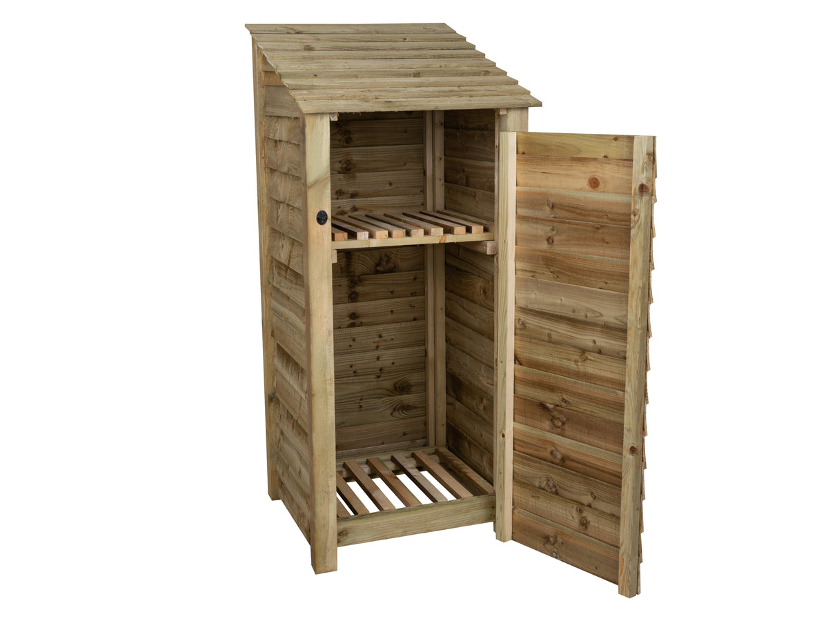 Wooden Log Store with Door and Shelf W-79cm, H-126cm or 180cm, D-88cm ...