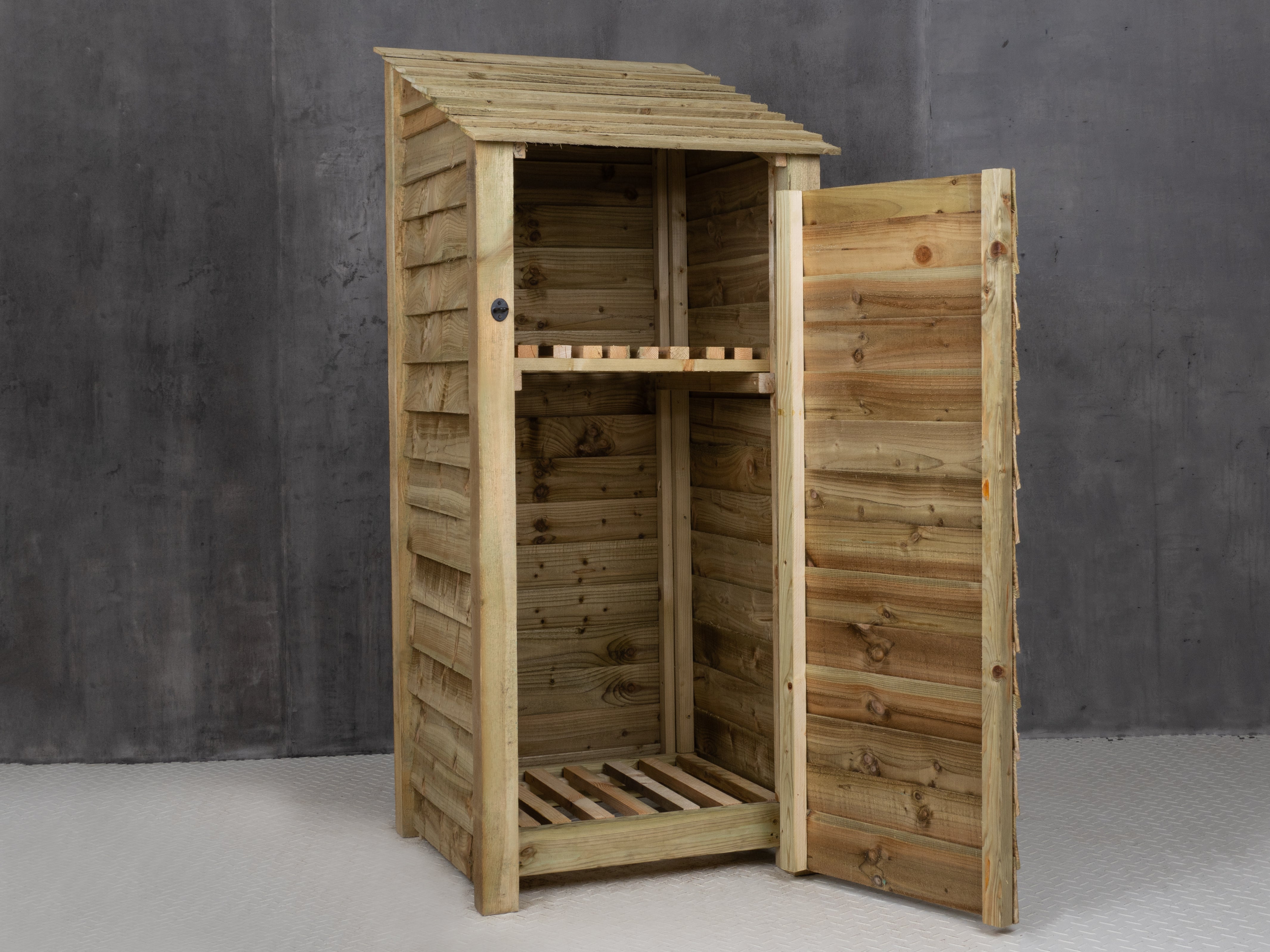 Wooden Log Store with Door and Shelf W-79cm, H-126cm or 180cm, D-88cm ...