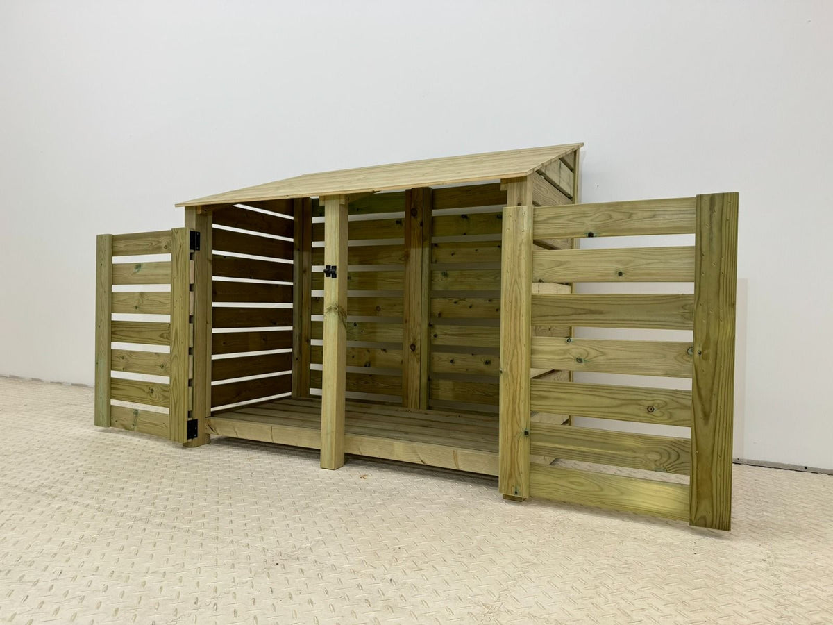Premium Slatted Wooden Log Store with Doors W-146cm, H-126cm or 180cm ...