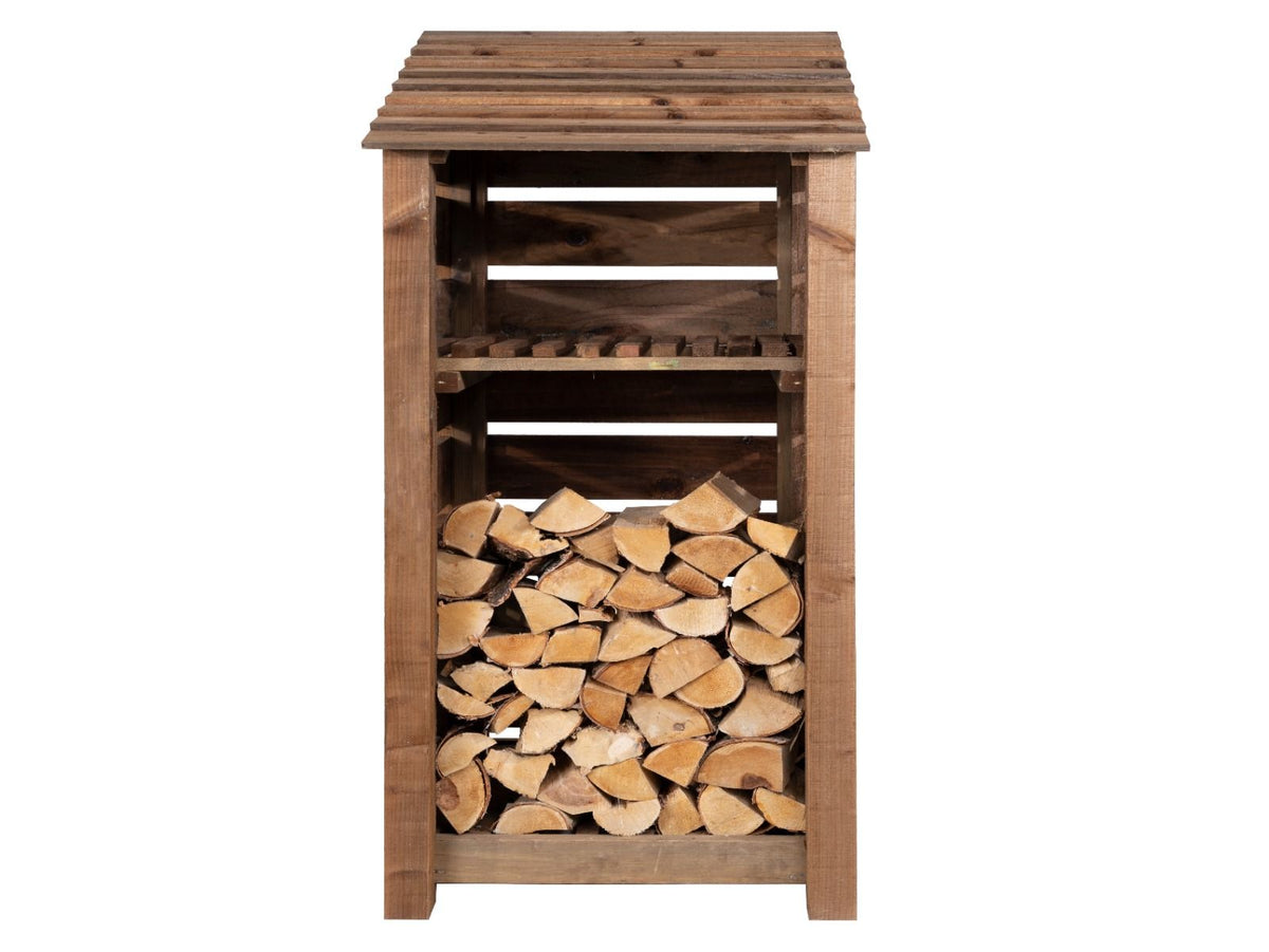 Slatted Wooden Log Store with Shelf W-99cm, H-126cm or 180cm, D-88cm ...