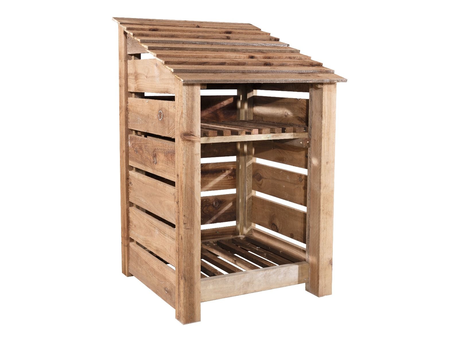 Slatted Wooden Log Store With Shelf W-79cm, H-126cm or 180cm, D-88cm ...