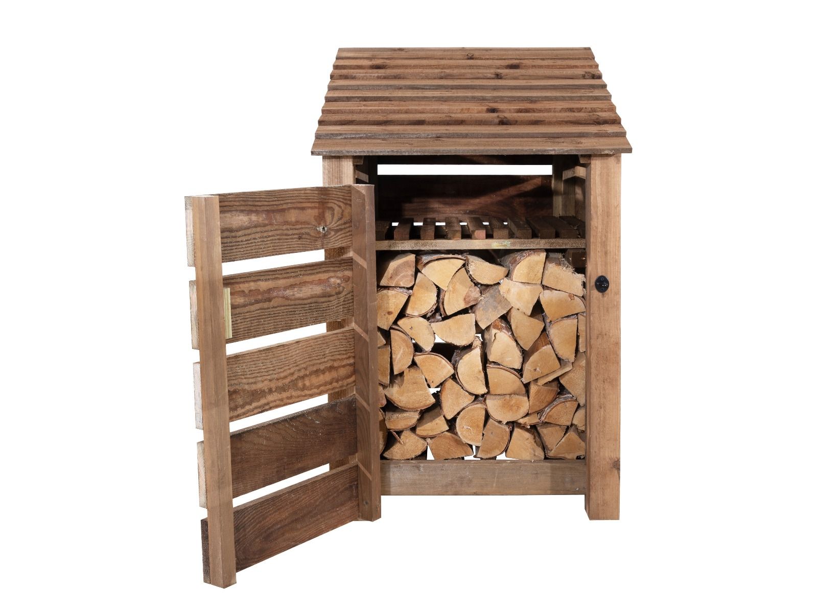 Slatted Wooden Log Store With Door and Shelf W-79cm, H-126cm or 180cm ...