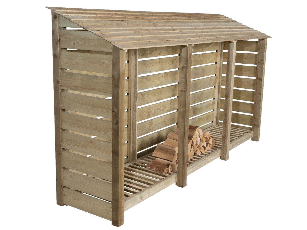 Slatted Wooden Log Store W-335cm, H-126cm or 180cm, D-88cm – Logpile