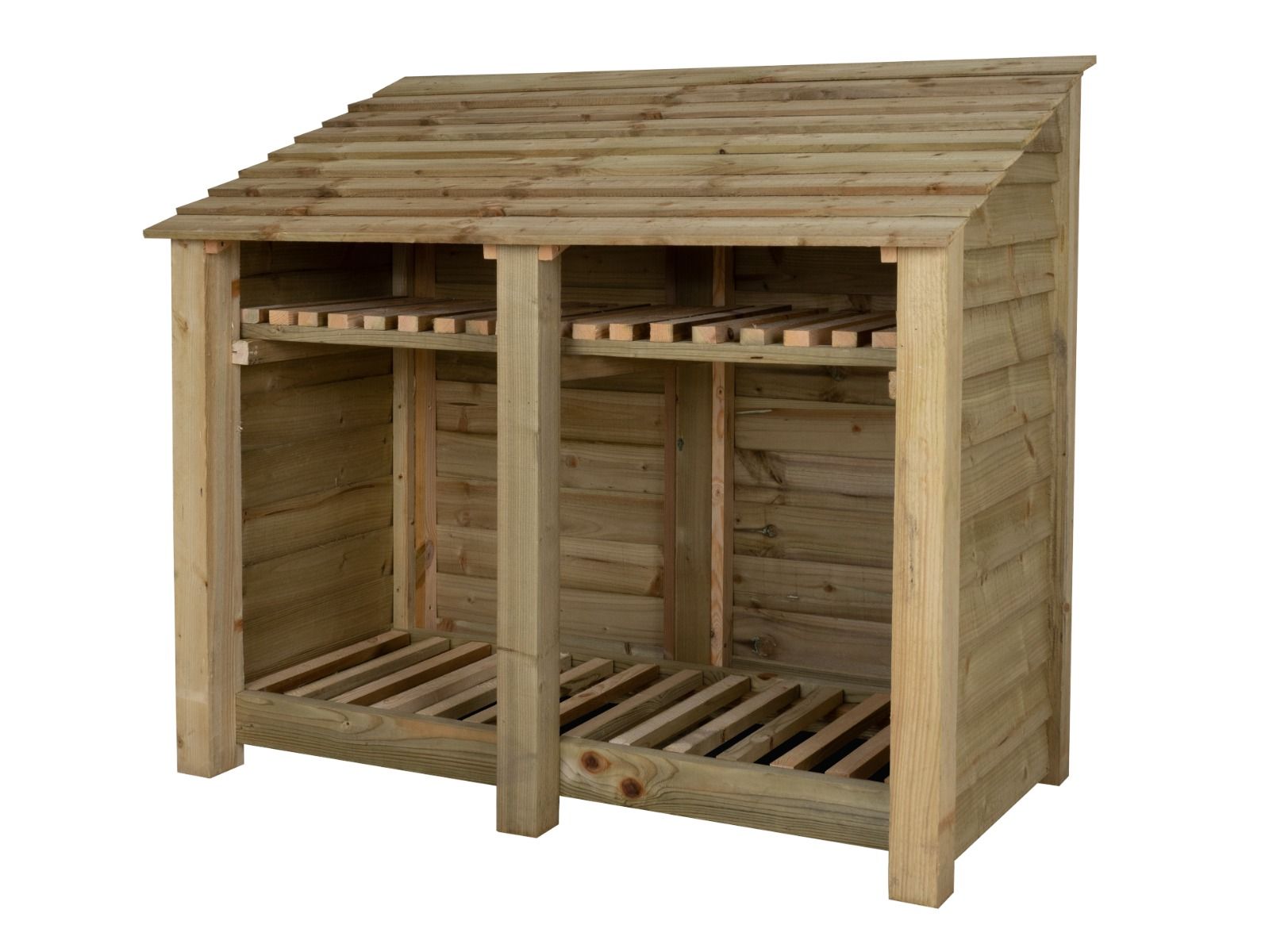 Wooden Log Store with Shelf W-146cm, H-126cm or 180cm, D-88cm – Logpile