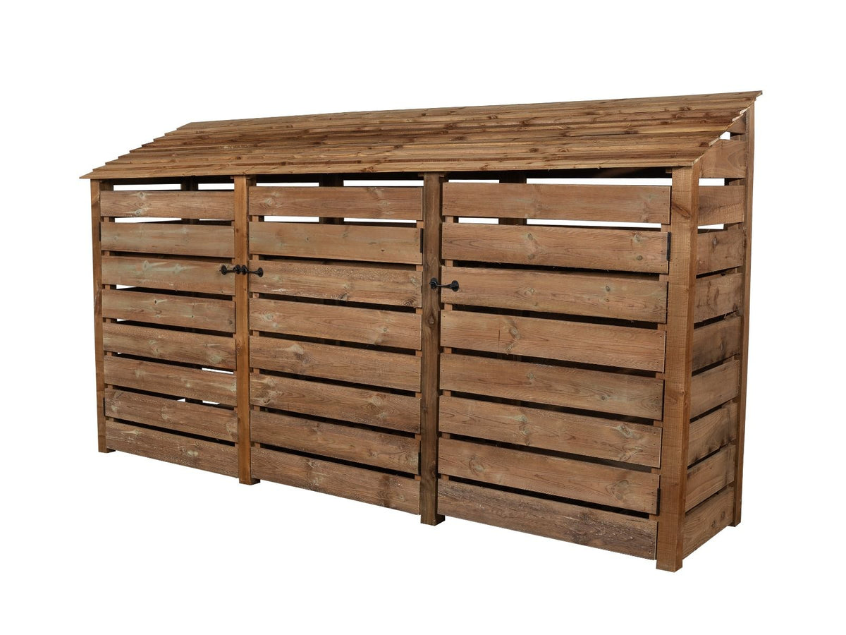 Spanish. Log Store Slatted Wooden Log Store with Doors W-335cm, H-126cm or 180cm, D-88cm ...
