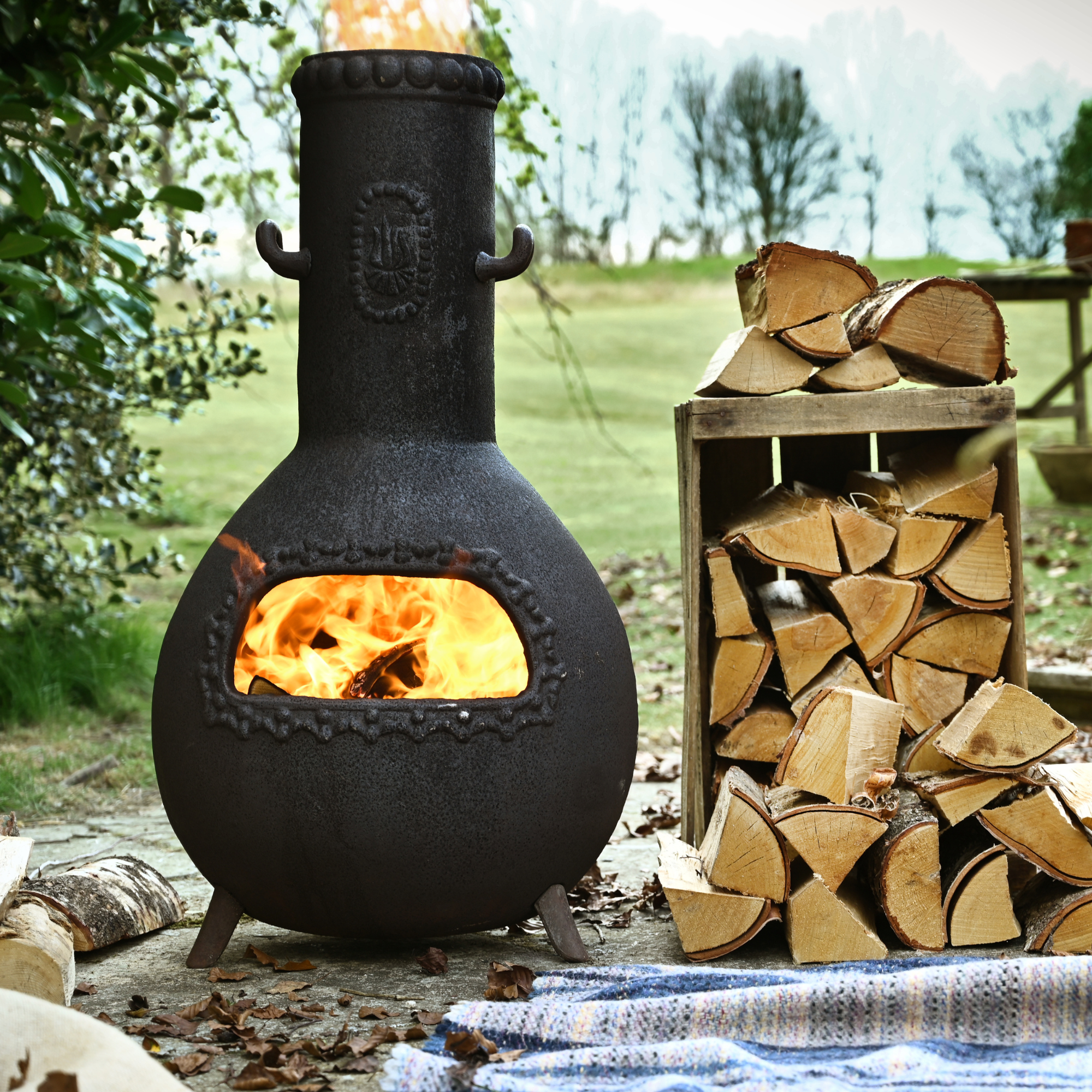 Chiminea Starter Kit. Kiln Dried Hardwood Logs, Kindling, Natural Firelighters and Matches